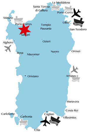 Lage-Karte-Sardinien-Sassari Lage-Karte-Sardinien-Sassari